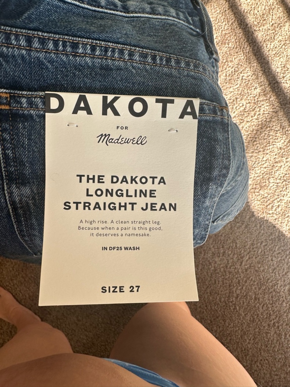 Madewell Dakota Longline Straight Jeans in DF25 Wash Blue
